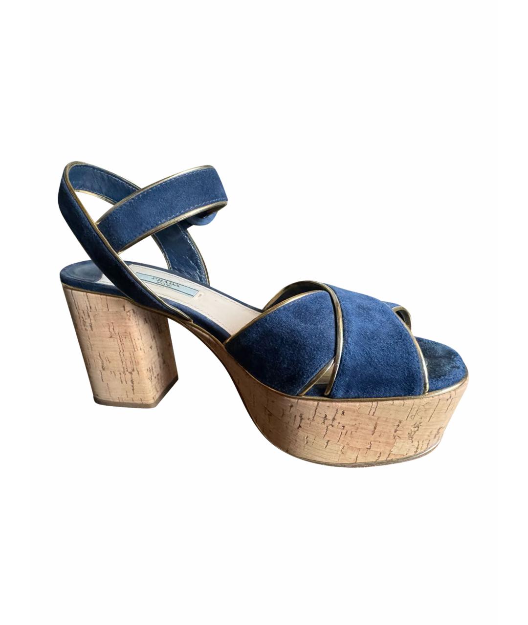 PRADA Синие замшевые босоножки, фото 8
