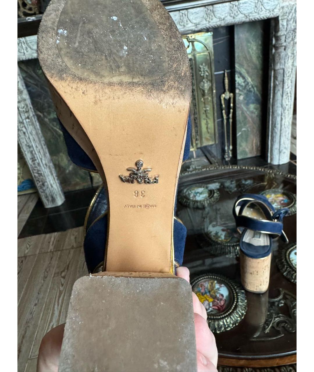 PRADA Синие замшевые босоножки, фото 5