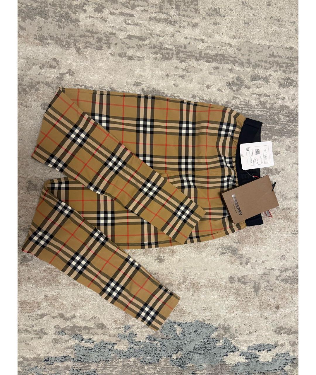 BURBERRY Коричневые полиэстеровые леггинсы и велосипедки, фото 4