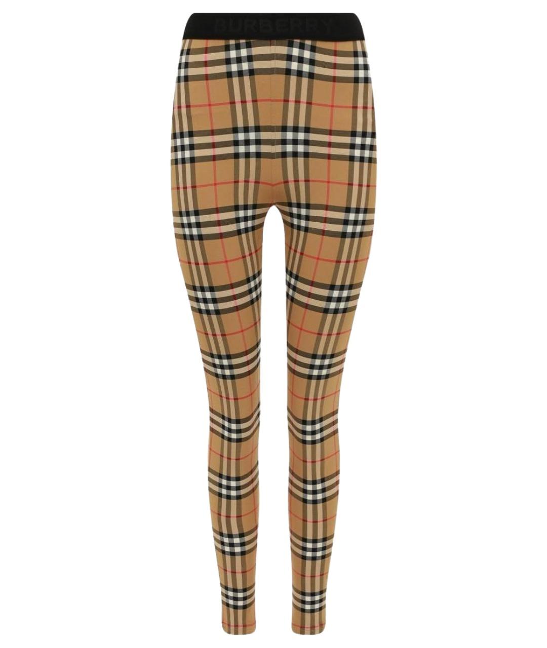 BURBERRY Коричневые полиэстеровые леггинсы и велосипедки, фото 1