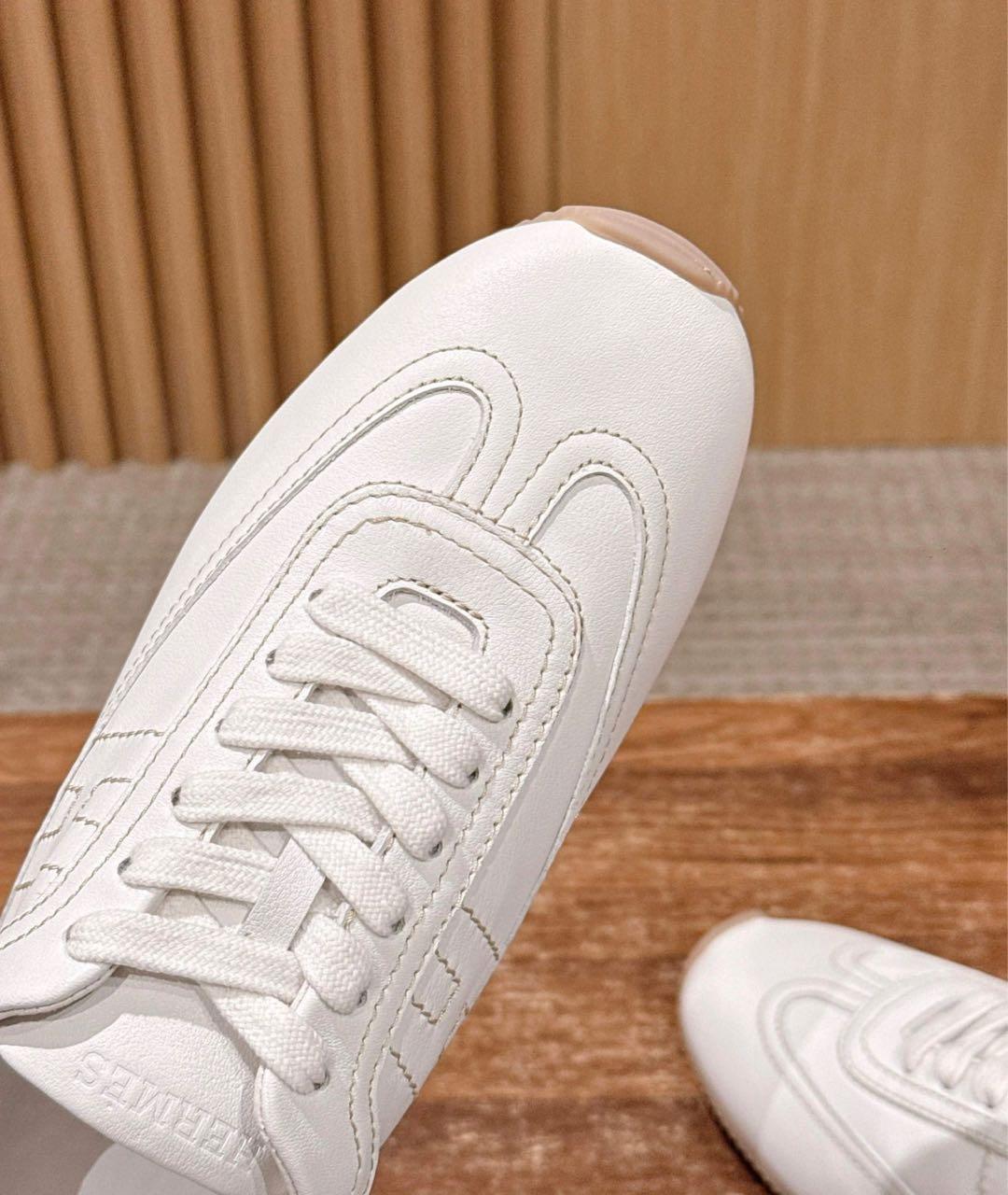 HERMES Белые кожаные кеды, фото 7