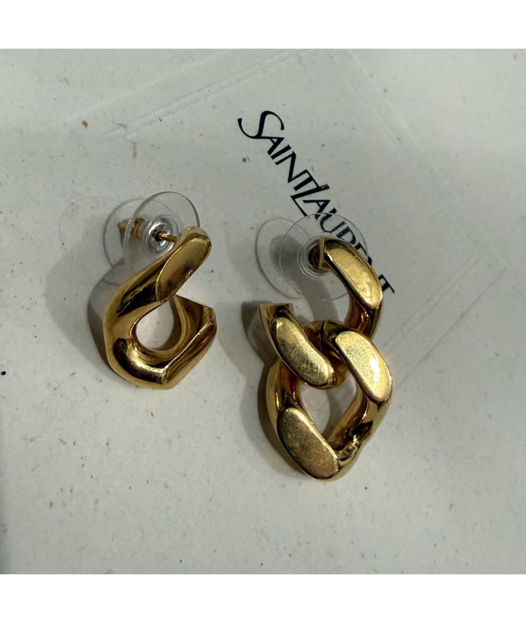 SAINT LAURENT Золотые металлические серьги, фото 2