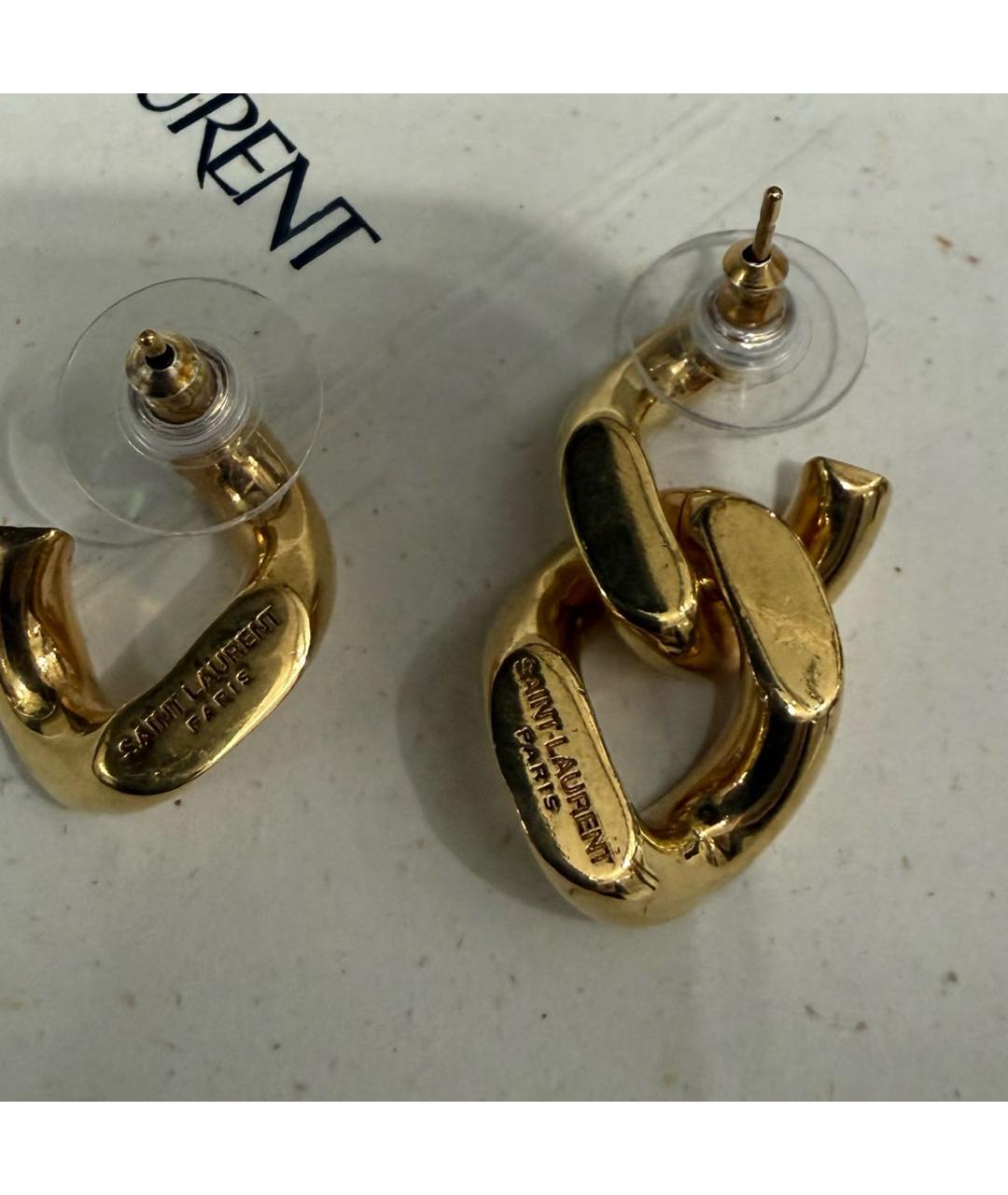 SAINT LAURENT Золотые металлические серьги, фото 3