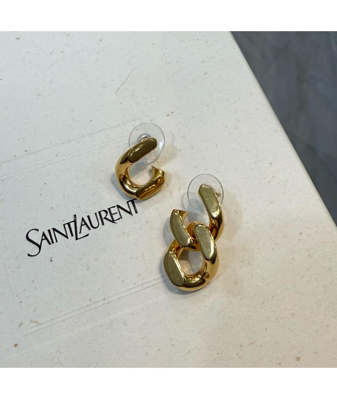SAINT LAURENT Золотые металлические серьги, фото 4