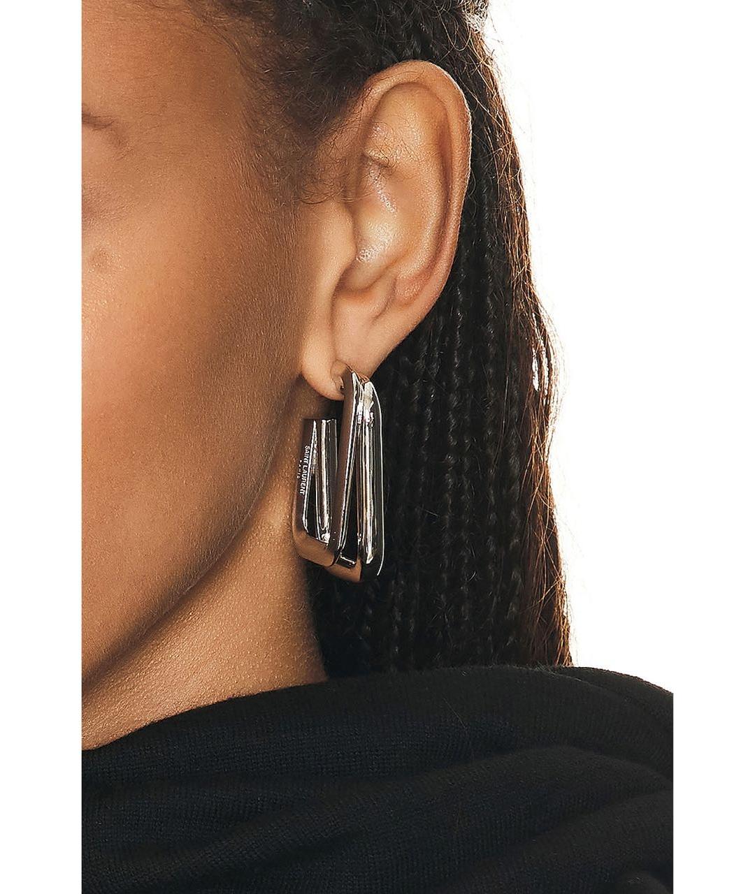 SAINT LAURENT Серебряные металлические серьги, фото 2