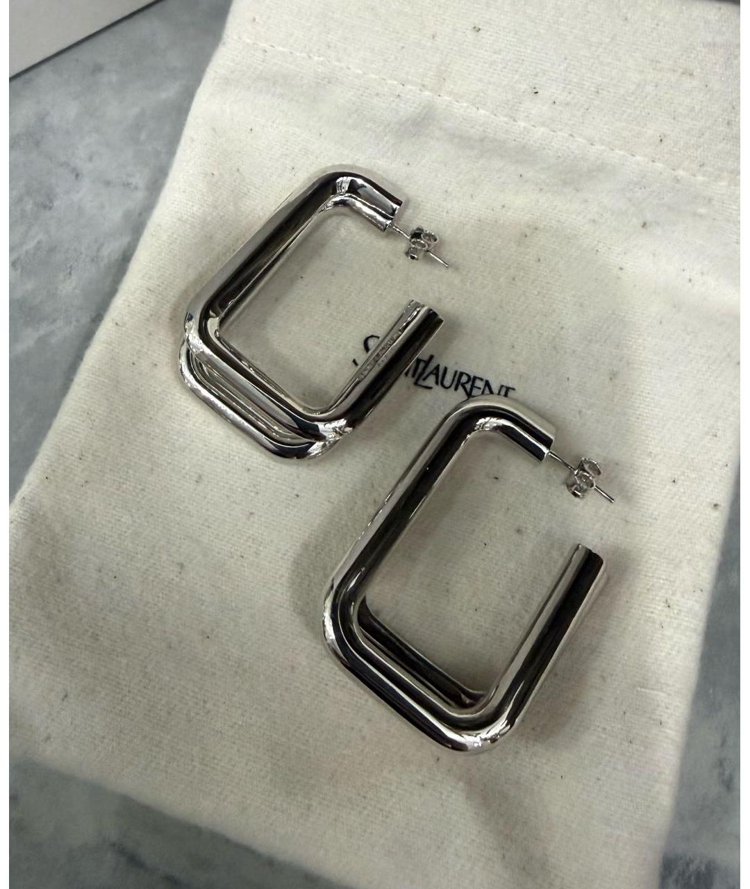 SAINT LAURENT Серебряные металлические серьги, фото 6