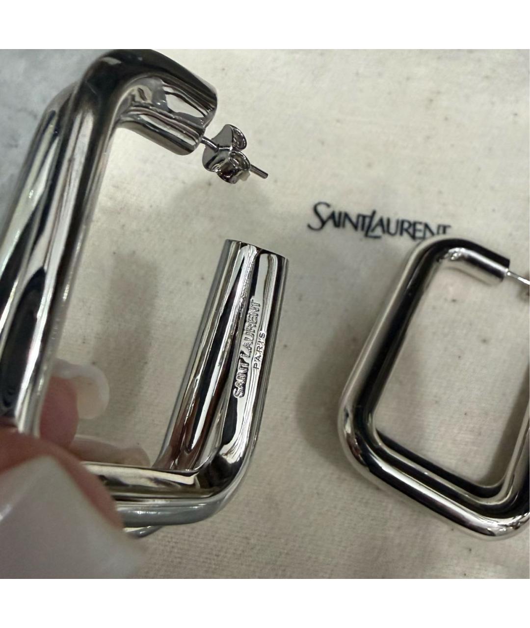 SAINT LAURENT Серебряные металлические серьги, фото 7