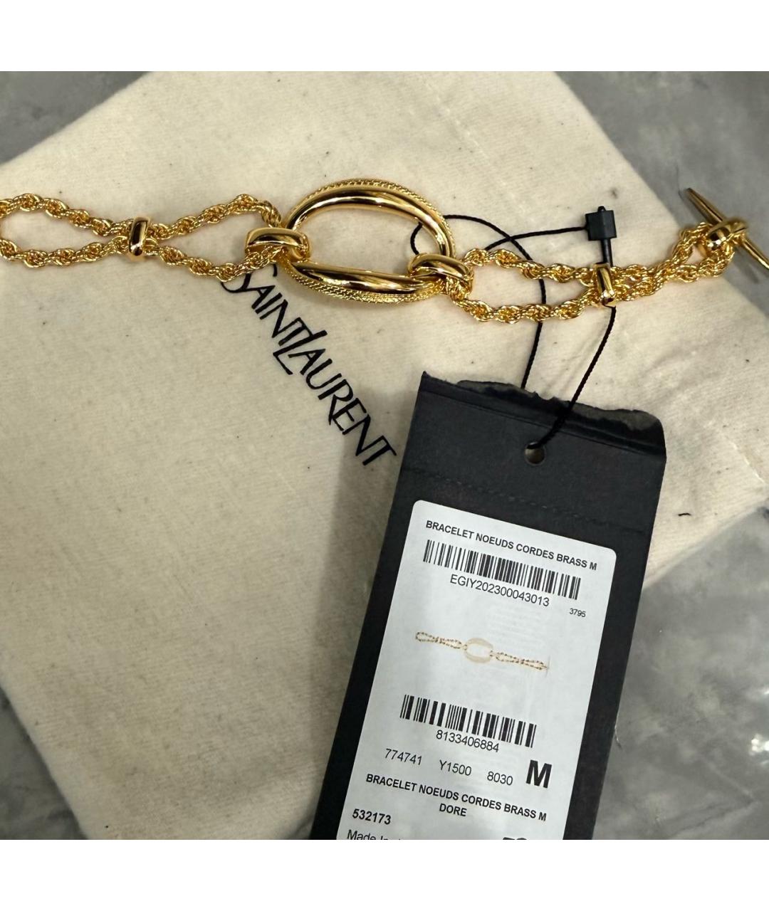 SAINT LAURENT Золотой металлический браслет, фото 5