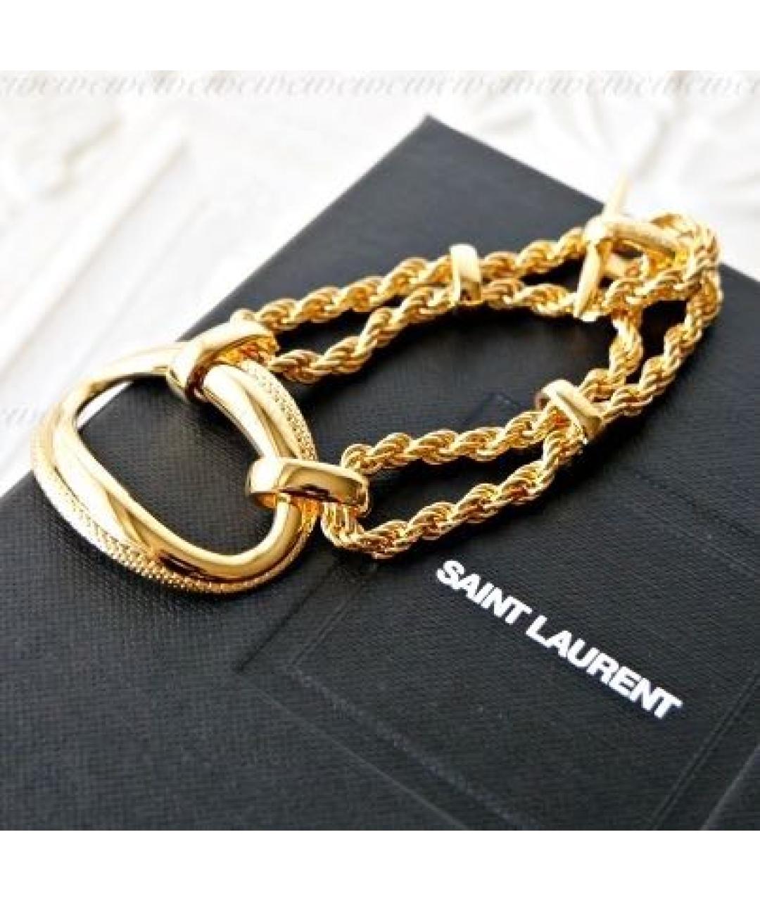 SAINT LAURENT Золотой металлический браслет, фото 3