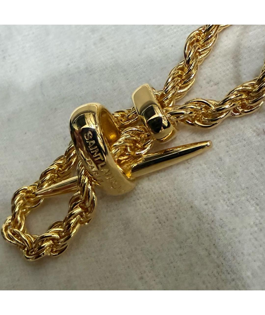 SAINT LAURENT Золотой металлический браслет, фото 7