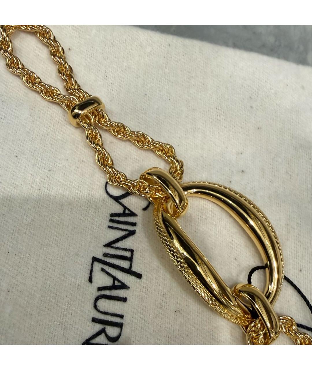 SAINT LAURENT Золотой металлический браслет, фото 6