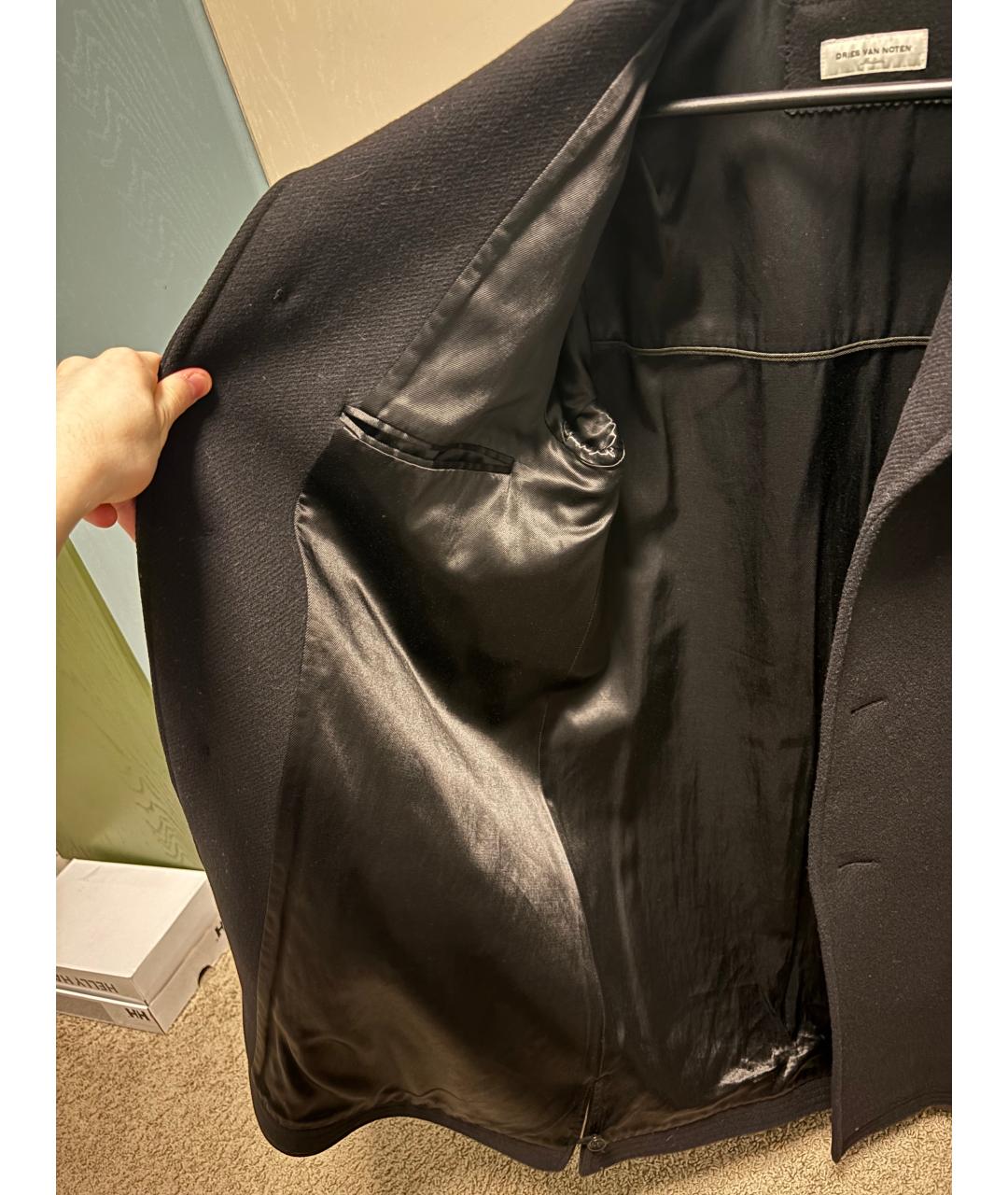 DRIES VAN NOTEN Черное шерстяное пальто, фото 5