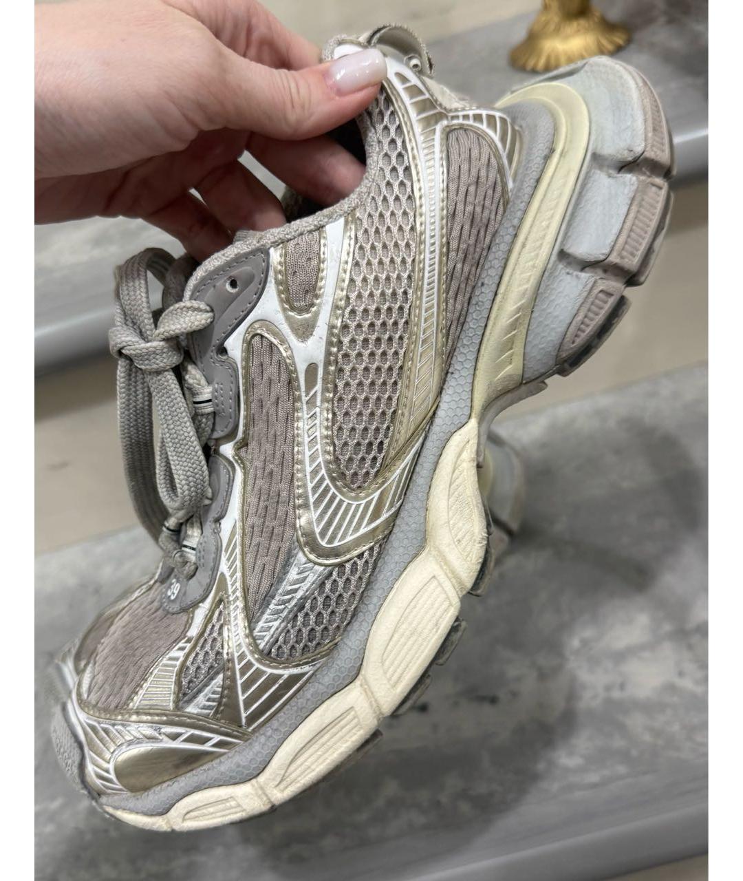 BALENCIAGA Серебряные текстильные кроссовки, фото 5