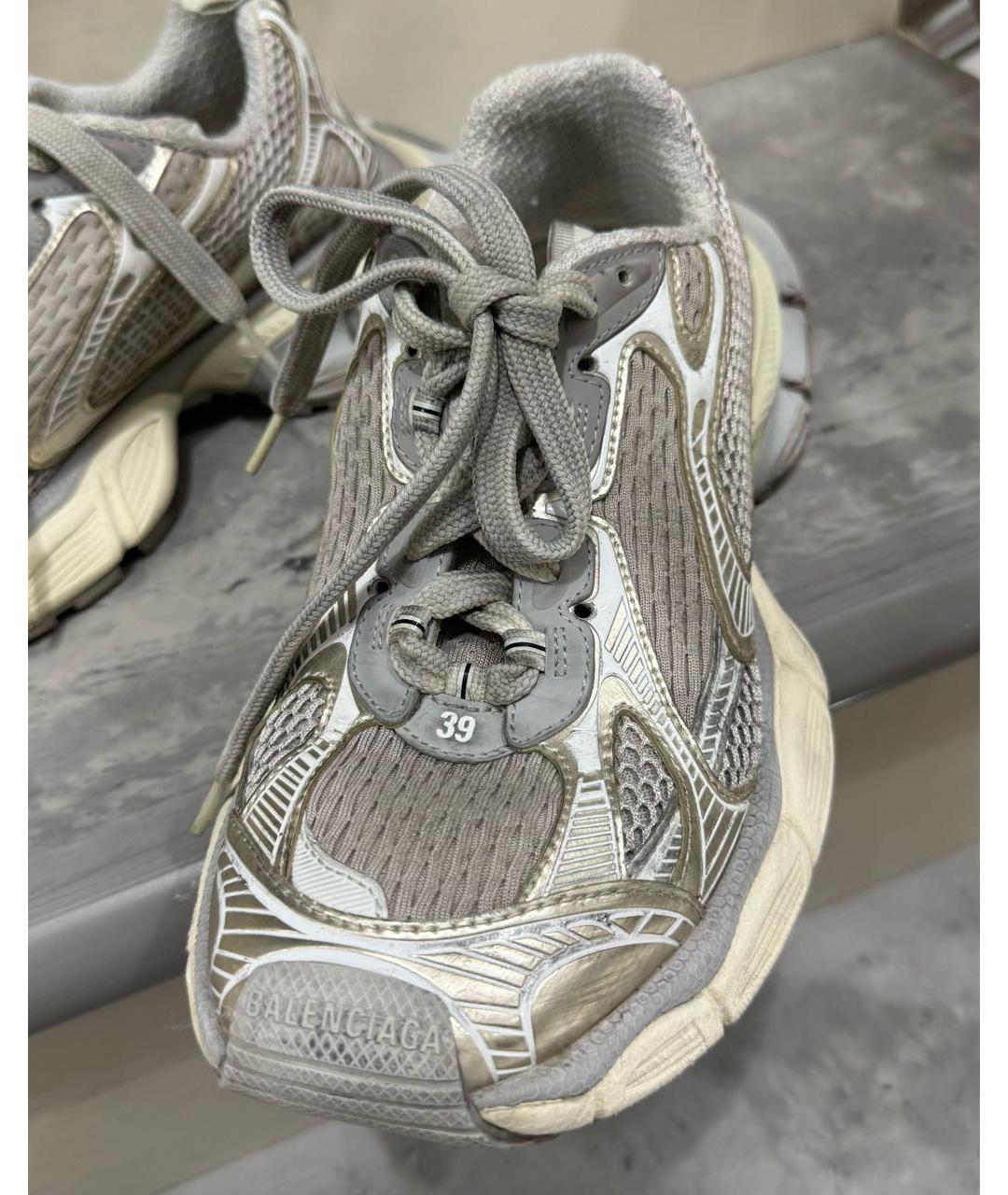 BALENCIAGA Серебряные текстильные кроссовки, фото 3