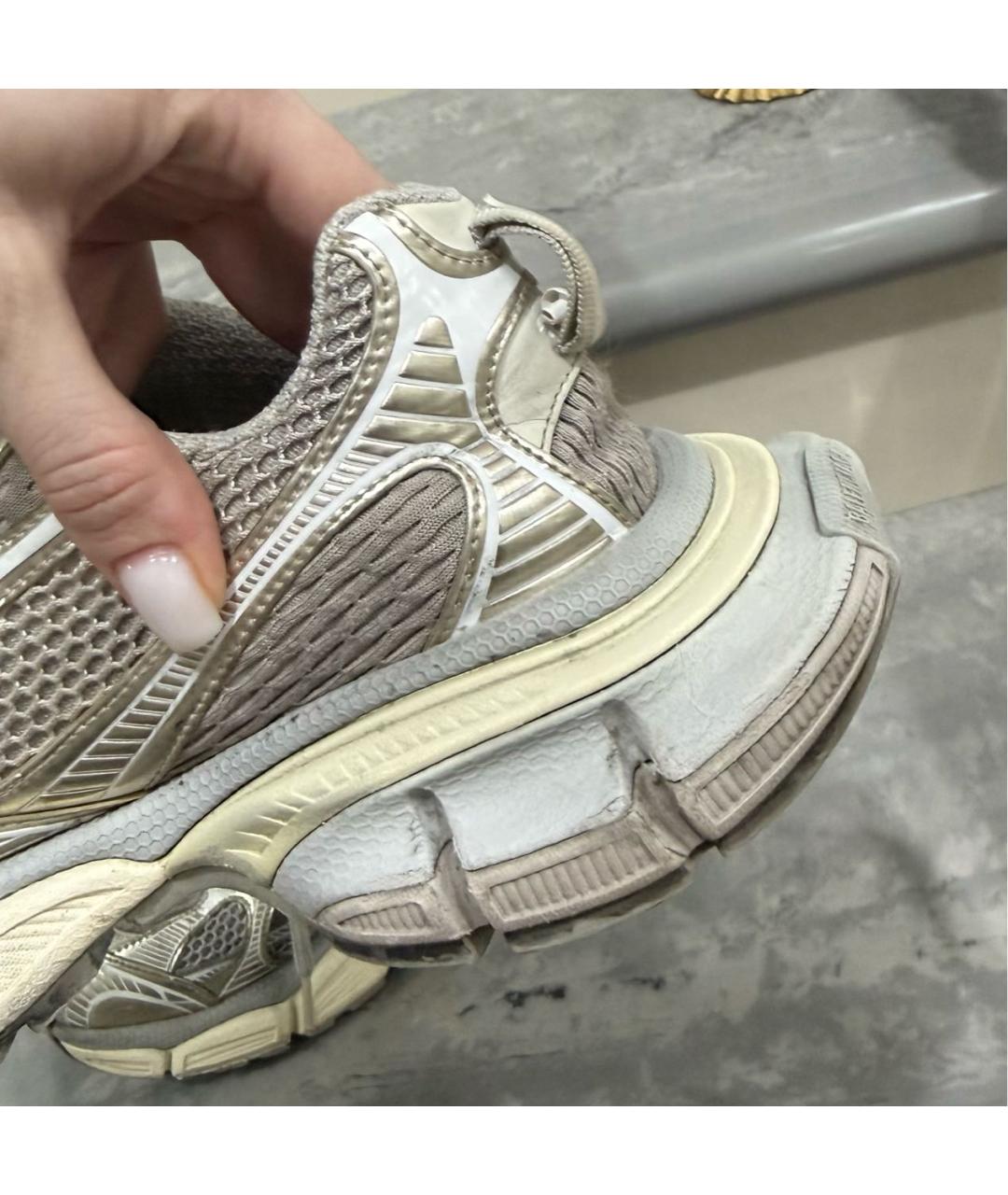 BALENCIAGA Серебряные текстильные кроссовки, фото 4