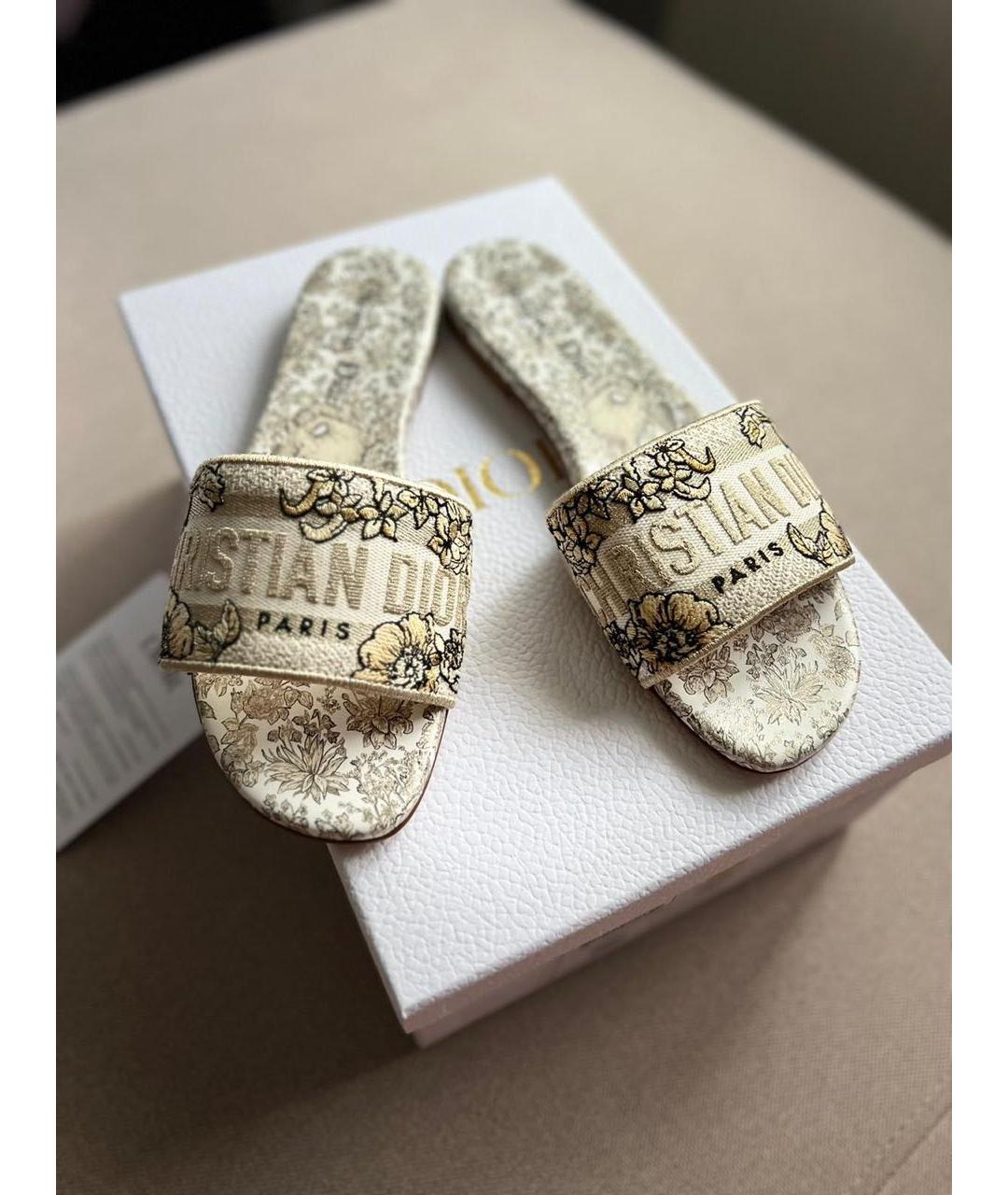 CHRISTIAN DIOR Бежевые шлепанцы, фото 2