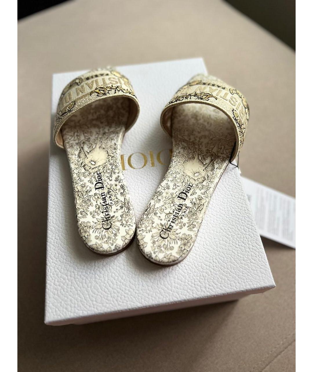 CHRISTIAN DIOR Бежевые шлепанцы, фото 3