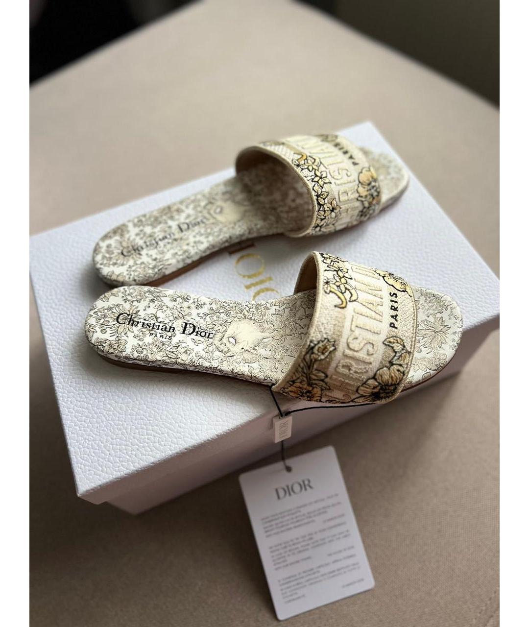 CHRISTIAN DIOR Бежевые шлепанцы, фото 6