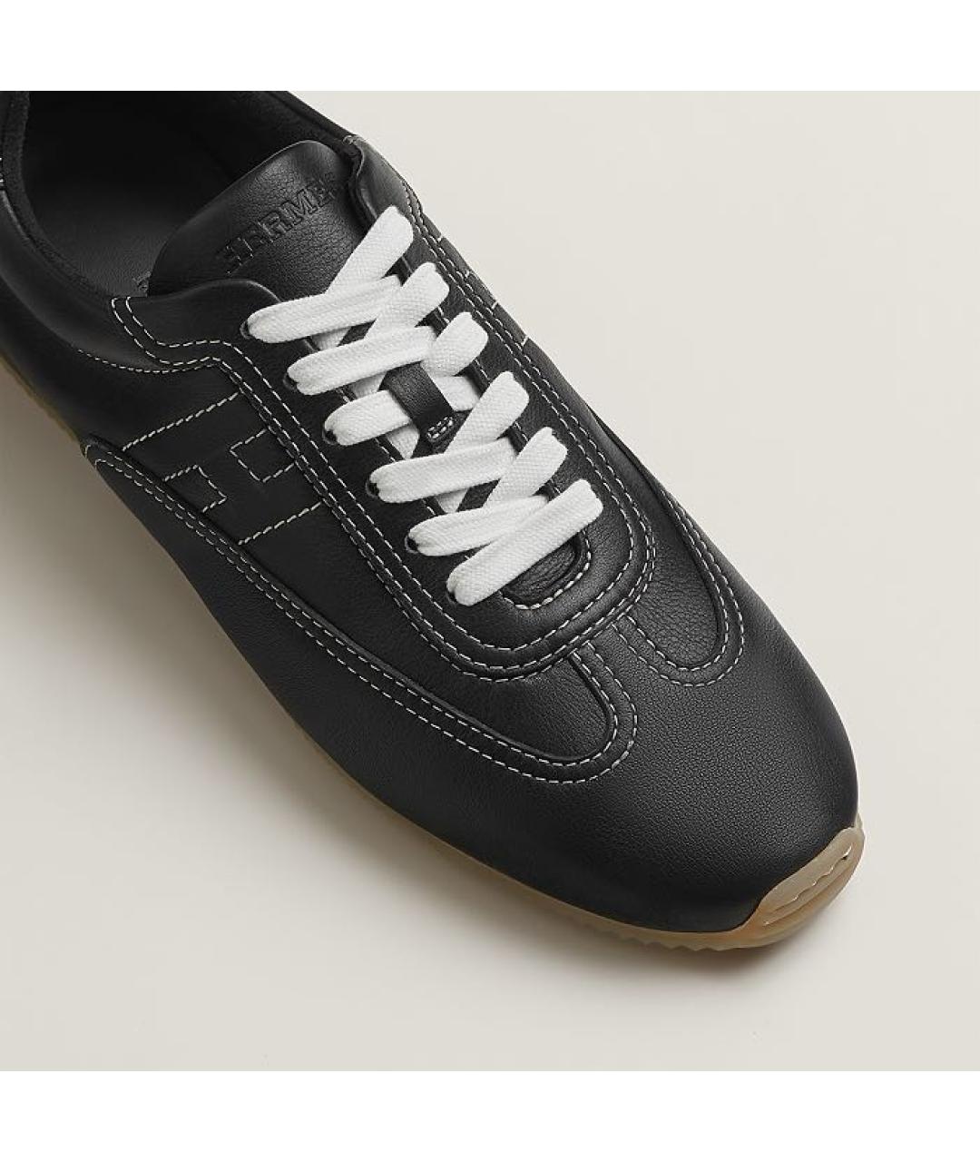 HERMES Черные кожаные кеды, фото 5