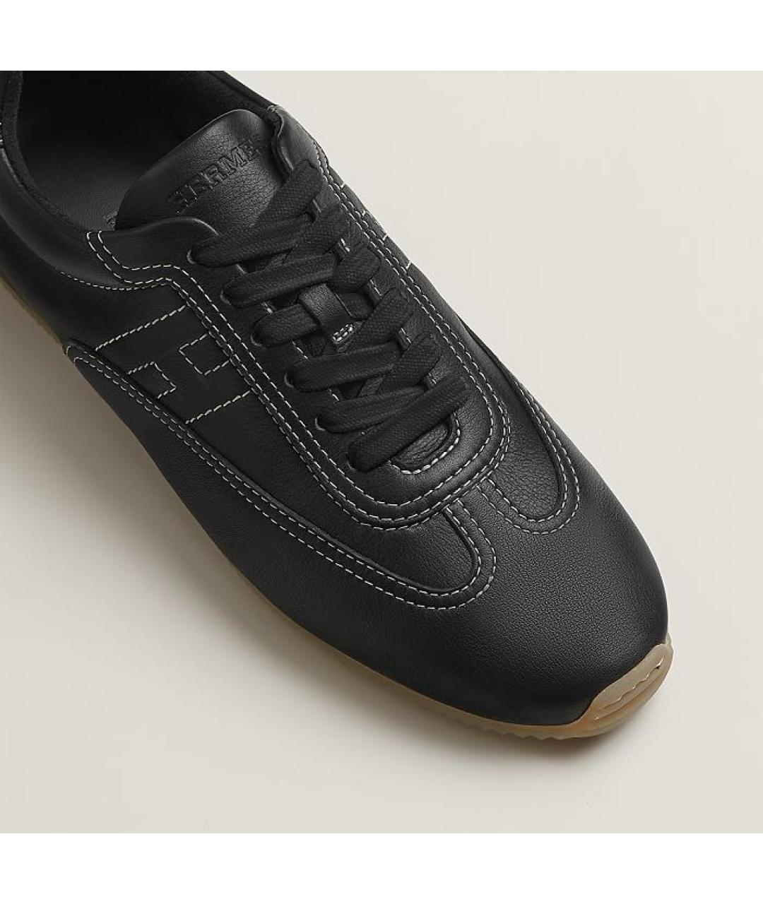 HERMES Черные кожаные кеды, фото 6