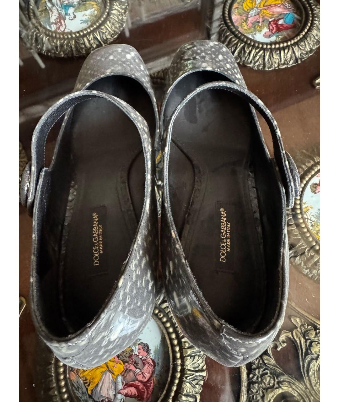 DOLCE&GABBANA Серые туфли из лакированной кожи, фото 4