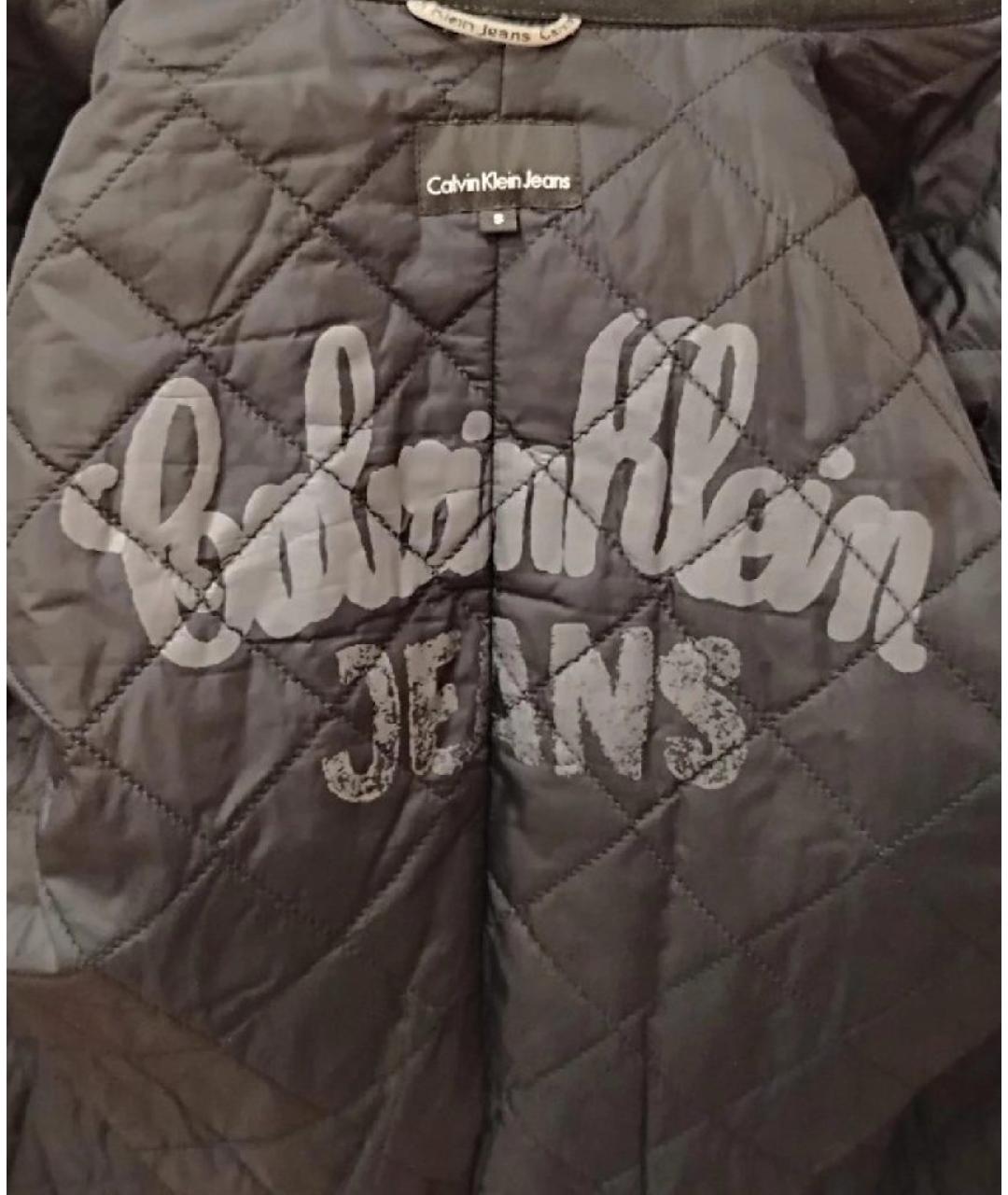 CALVIN KLEIN Черное полиэстеровое пальто, фото 3