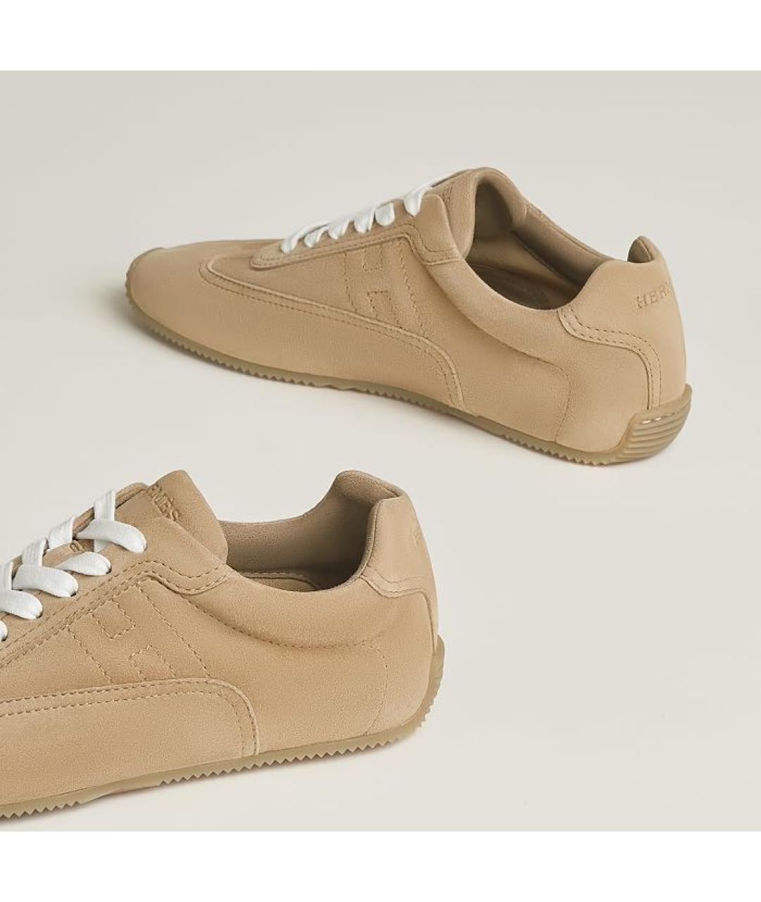 HERMES Бежевые замшевые кеды, фото 4