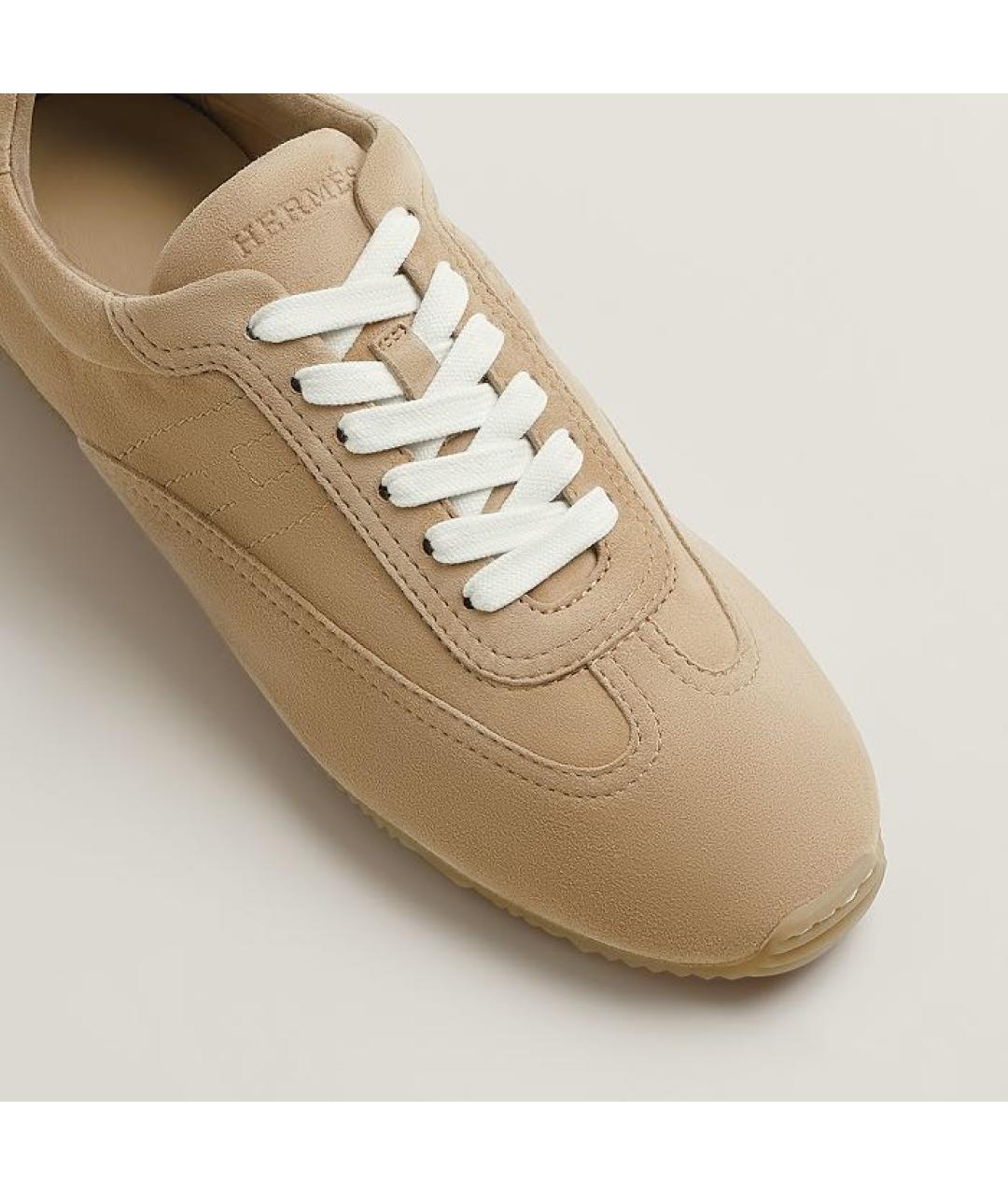 HERMES Бежевые замшевые кеды, фото 5