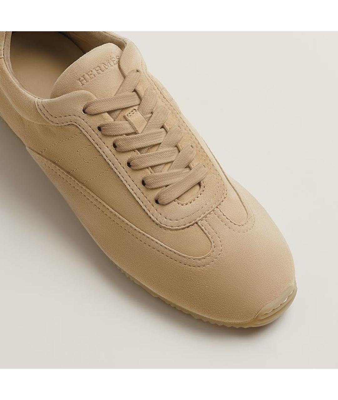 HERMES Бежевые замшевые кеды, фото 6