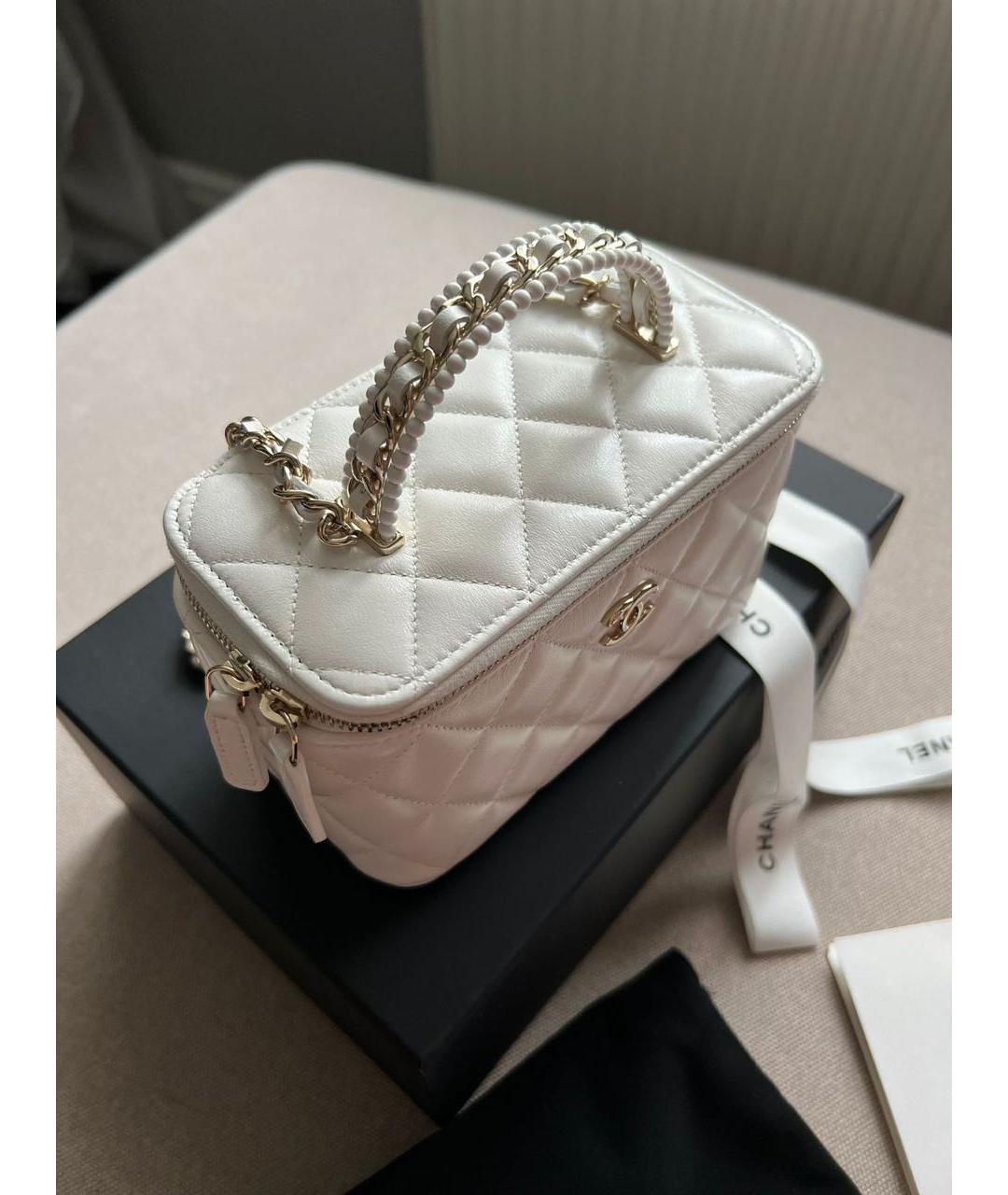 CHANEL Белая кожаная сумка через плечо, фото 2