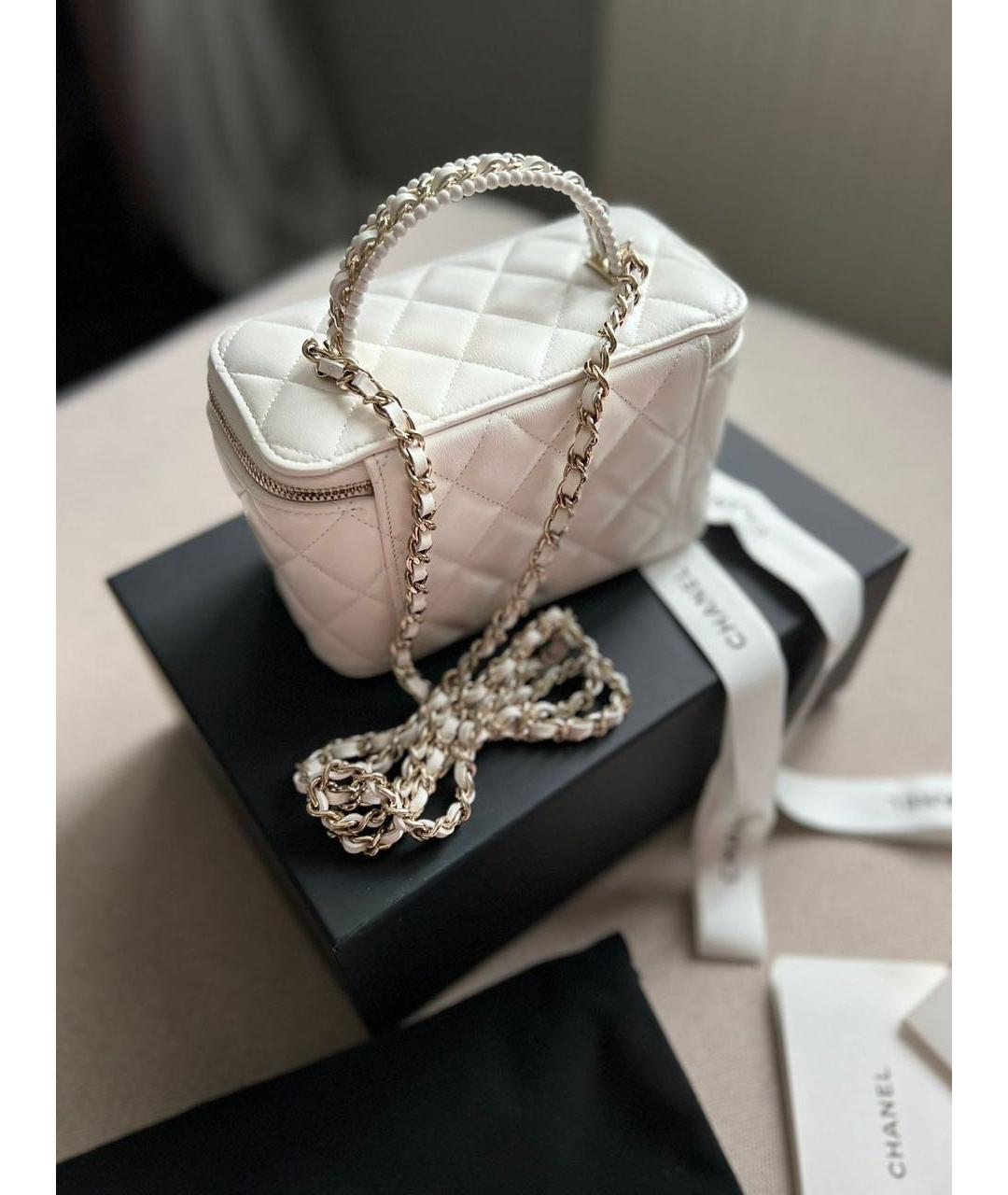 CHANEL Белая кожаная сумка через плечо, фото 3