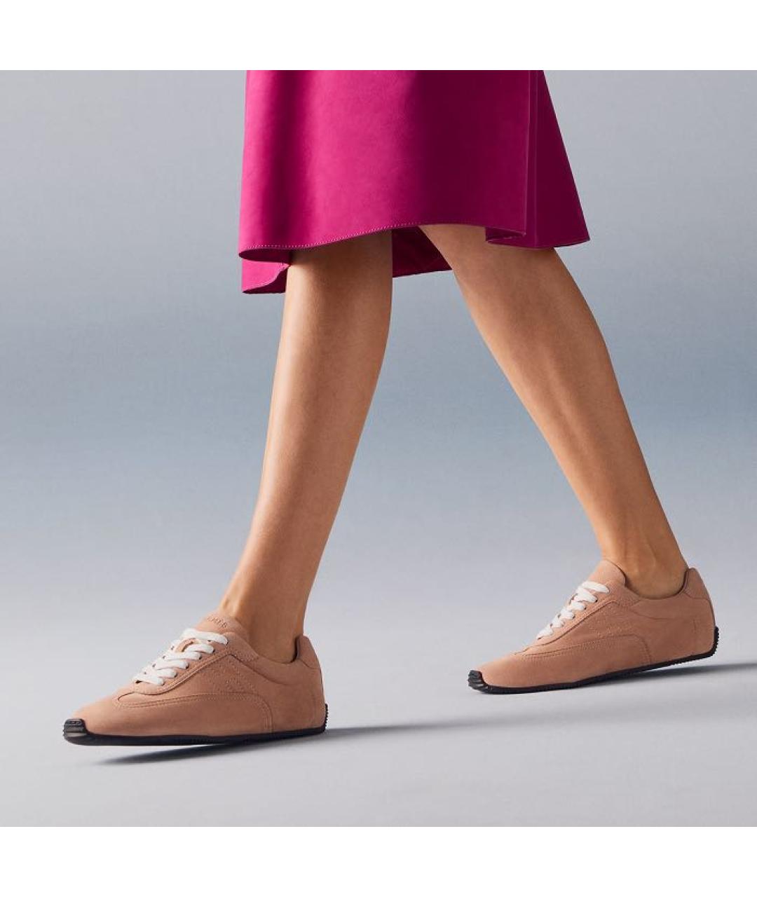 HERMES Бежевые замшевые кеды, фото 8