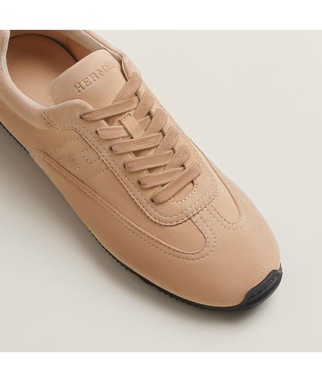 HERMES Бежевые замшевые кеды, фото 6