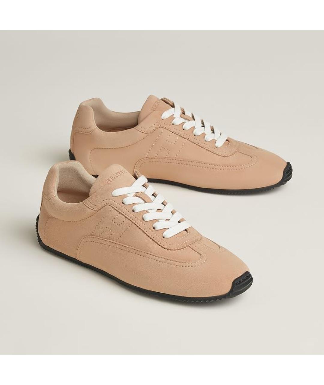 HERMES Бежевые замшевые кеды, фото 2