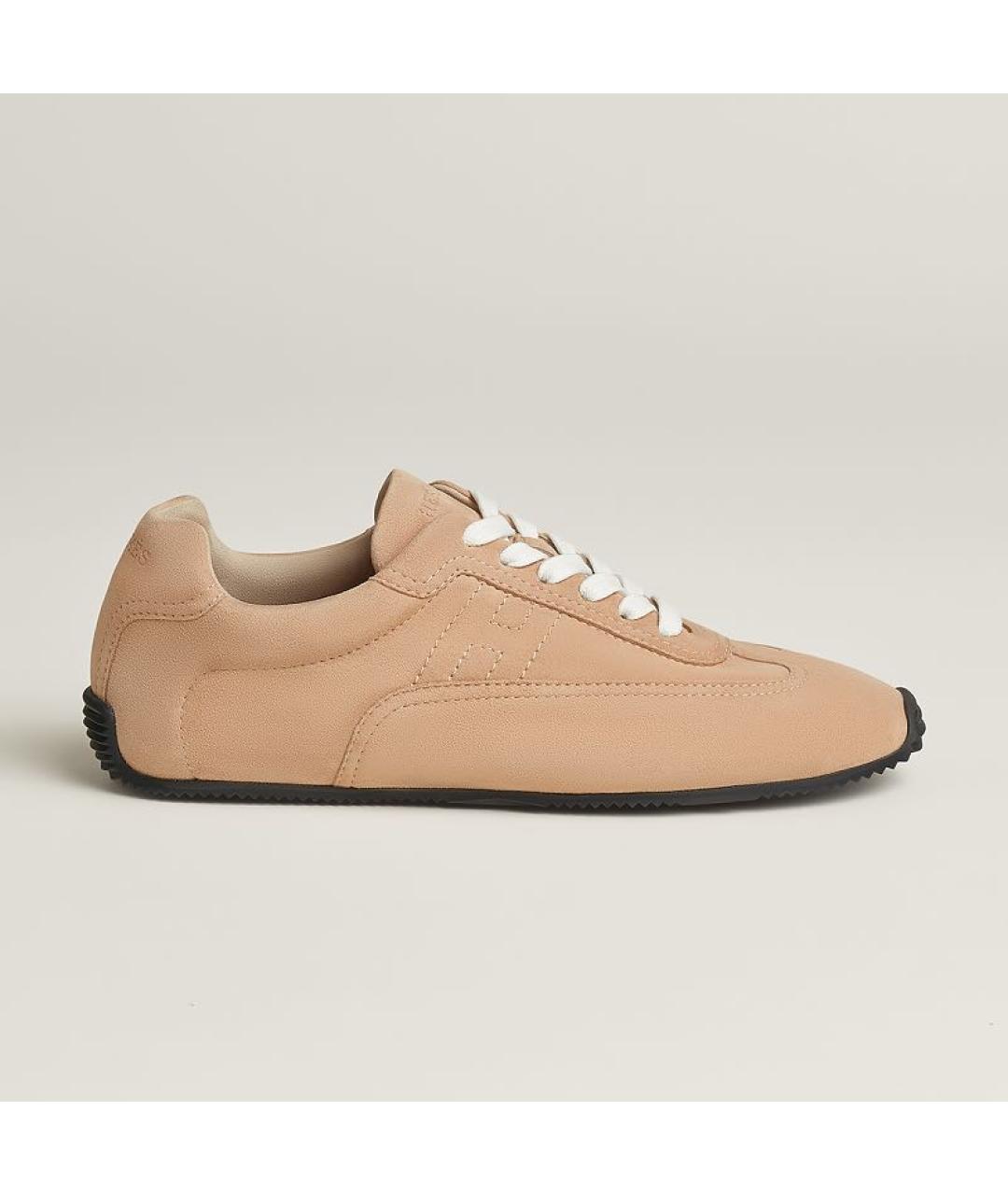 HERMES Бежевые замшевые кеды, фото 9