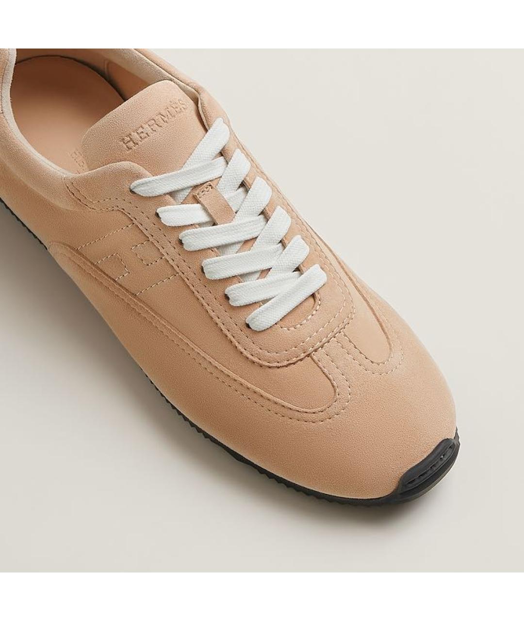 HERMES Бежевые замшевые кеды, фото 5