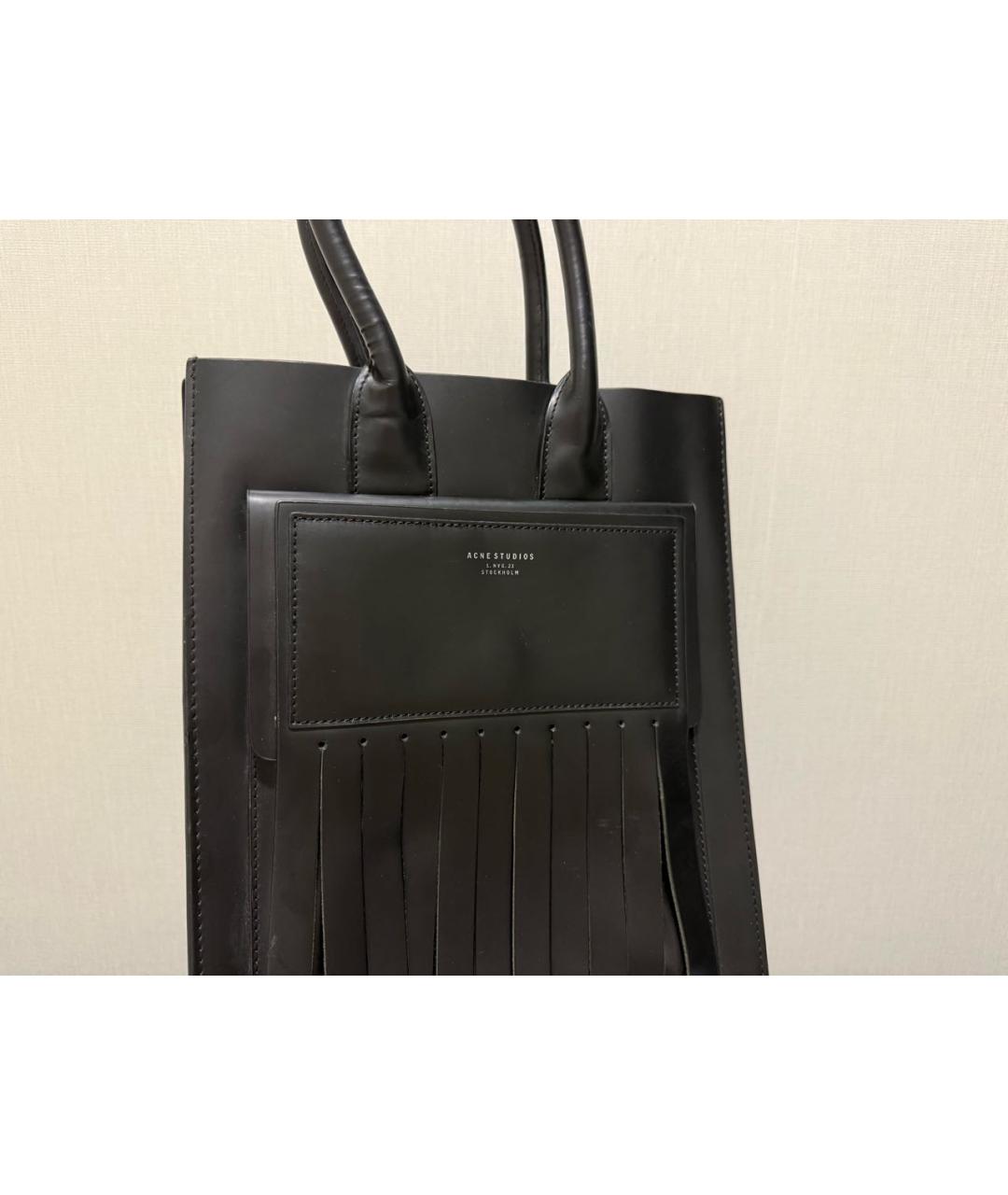 ACNE STUDIOS Черная кожаная сумка тоут, фото 2