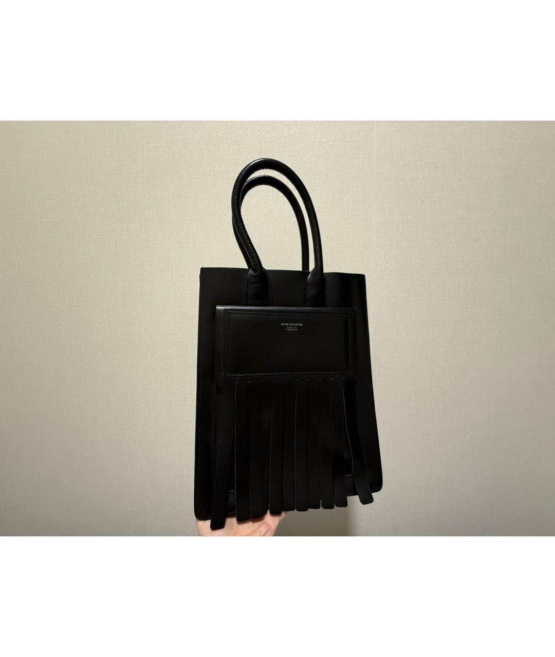 ACNE STUDIOS Черная кожаная сумка тоут, фото 6