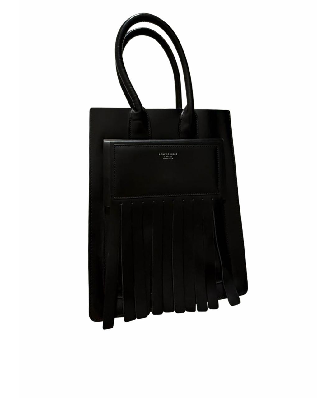 ACNE STUDIOS Черная кожаная сумка тоут, фото 7