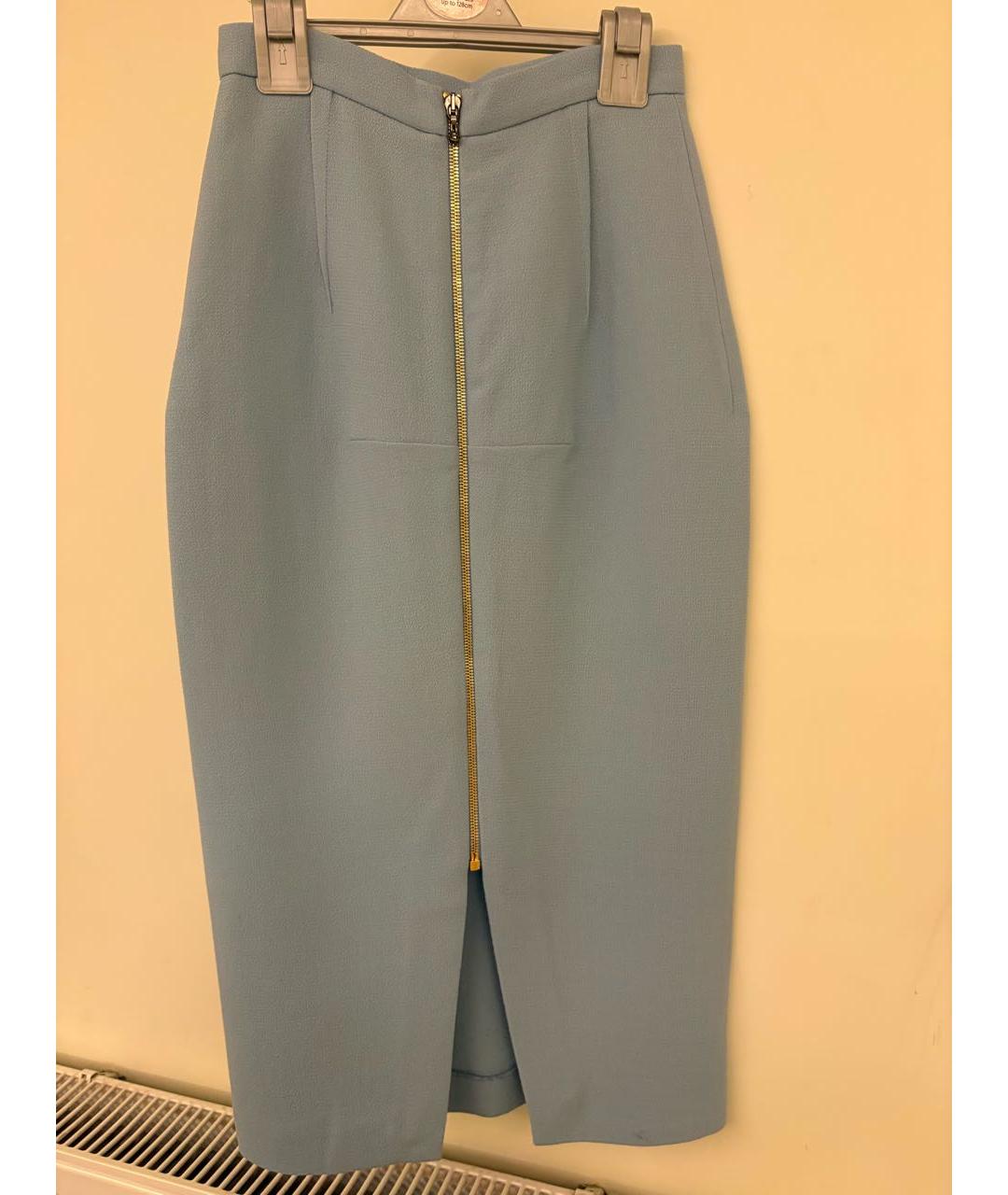 ROLAND MOURET Голубая шерстяная юбка миди, фото 2