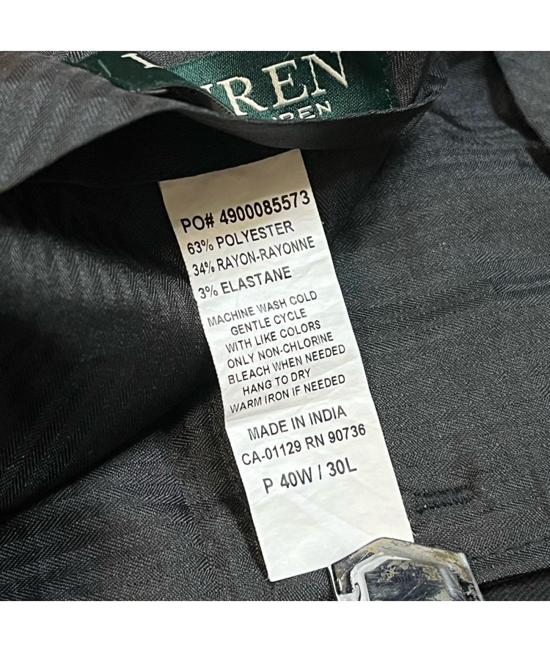 RALPH LAUREN Черные полиэстеровые классические брюки, фото 6