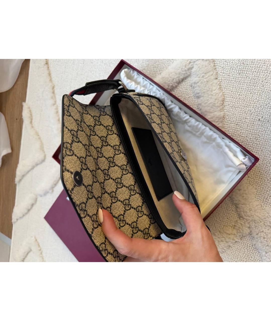 GUCCI Бежевая кожаная сумка через плечо, фото 5