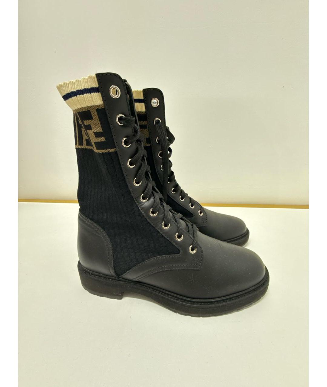 FENDI Черные кожаные ботинки, фото 6