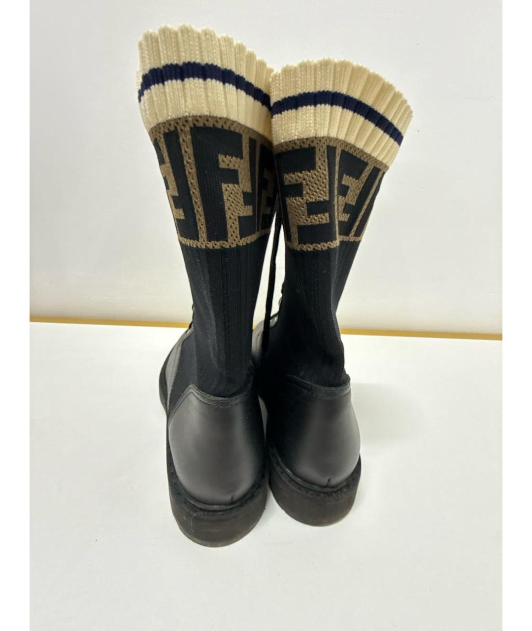 FENDI Черные кожаные ботинки, фото 4