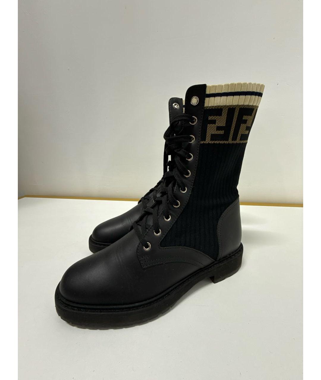 FENDI Черные кожаные ботинки, фото 3