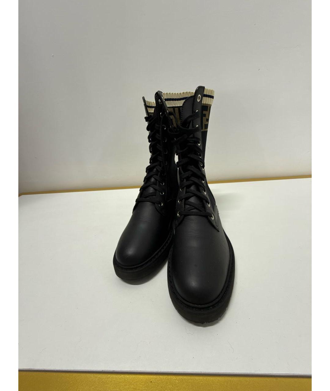 FENDI Черные кожаные ботинки, фото 2