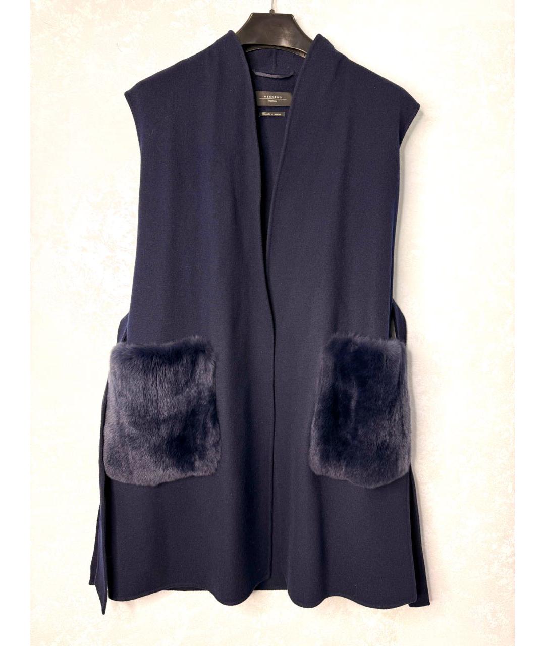 WEEKEND MAX MARA Темно-синий шерстяной жилет, фото 3