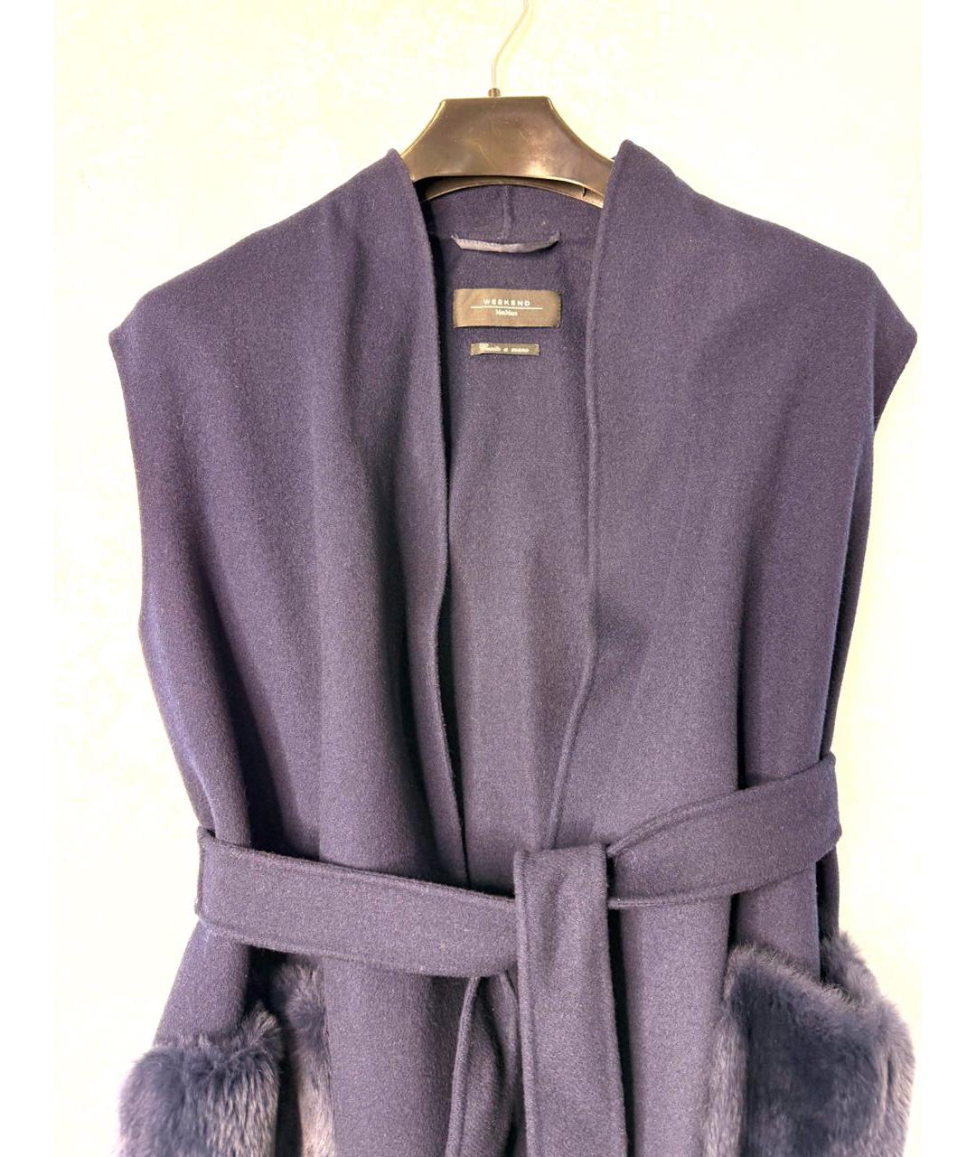 WEEKEND MAX MARA Темно-синий шерстяной жилет, фото 5