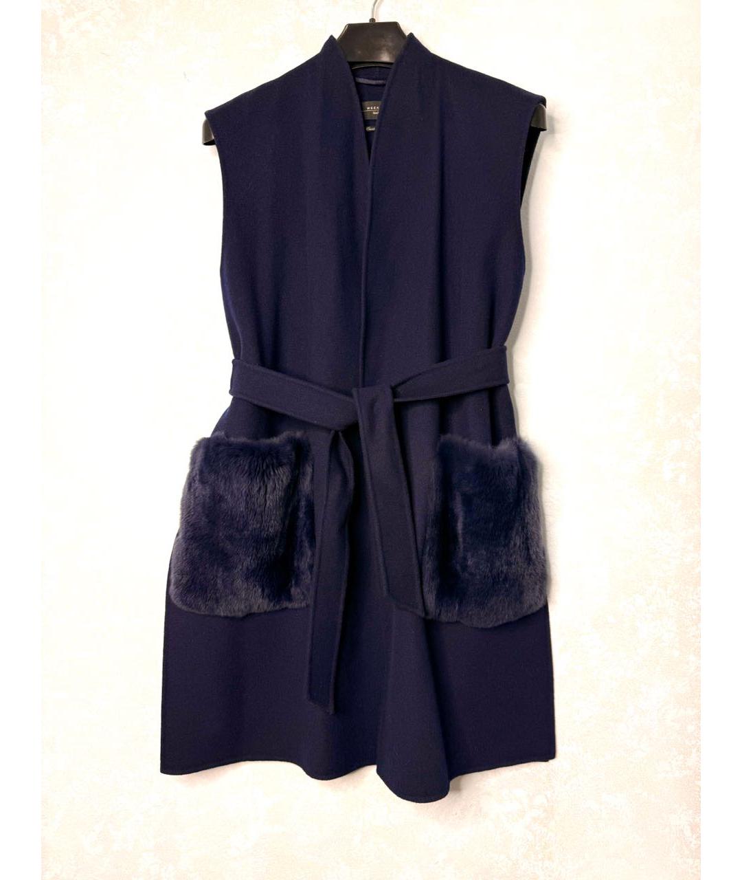 WEEKEND MAX MARA Темно-синий шерстяной жилет, фото 6