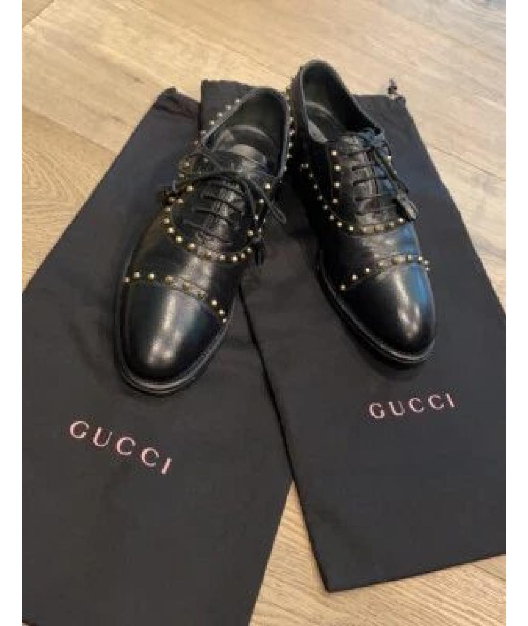 GUCCI Черные кожаные брогги и оксфорды, фото 2